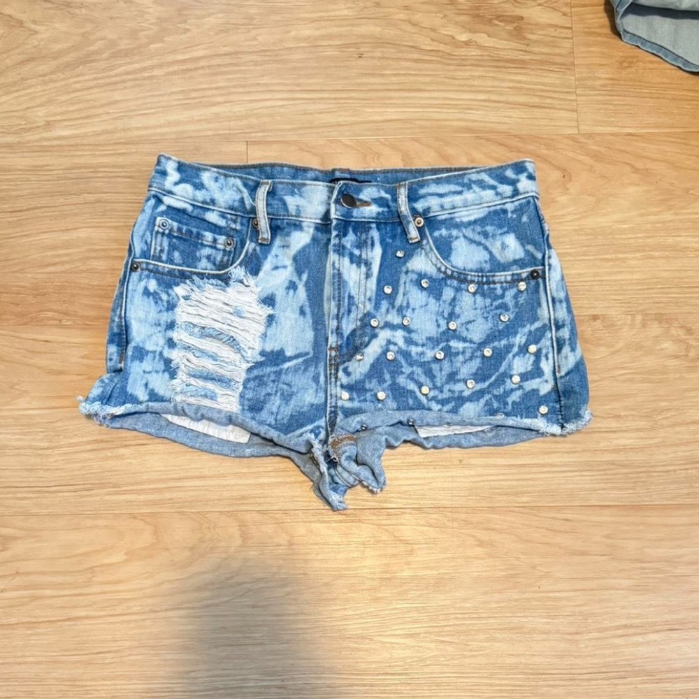 Forever 21 Light Blue Distressed Jean Shorts